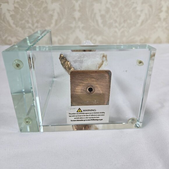 White Quartz Crystal with Rose Gold Accent On Stand Bookend Display Decoration - Picture 10 of 12